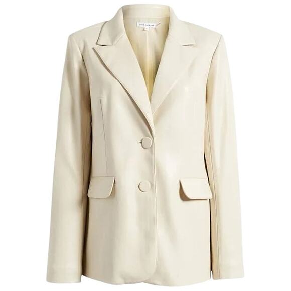 NWT Good American Better Than Leather Faux Leather Blazer in Bone Size 1 Small - Picture 4 of 8